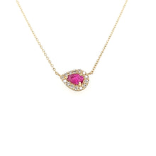 Load image into Gallery viewer, 14k Yellow Gold Pear Shaped Ruby &amp; Diamond Necklace (I3962)
