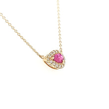 Load image into Gallery viewer, 14k Yellow Gold Pear Shaped Ruby &amp; Diamond Necklace (I3962)
