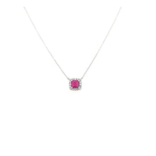 Load image into Gallery viewer, 14k White Gold Ruby &amp; Diamond Halo Necklace (I7427)
