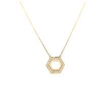 Load image into Gallery viewer, 18k Yellow Gold Hexagon Mother of Pearl Necklace (I7252)
