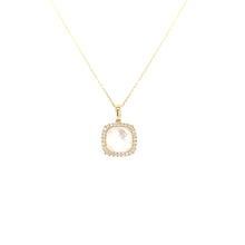 Load image into Gallery viewer, 18k Yellow Gold Square Mother of Pearl &amp; Diamond Necklace (I6635)
