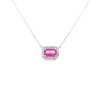 Load image into Gallery viewer, 14k White Gold Ruby Halo Necklace (I1655)
