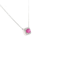 Load image into Gallery viewer, 14k White Gold Ruby Halo Necklace (I1655)
