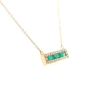 Load image into Gallery viewer, 14k Yellow Gold Emerald &amp; Diamond Bar Necklace (I7635)
