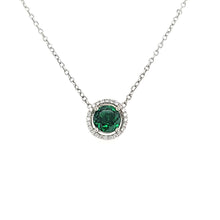 Load image into Gallery viewer, 14k White Gold Tsavorite &amp; Diamond Necklace (I3923)
