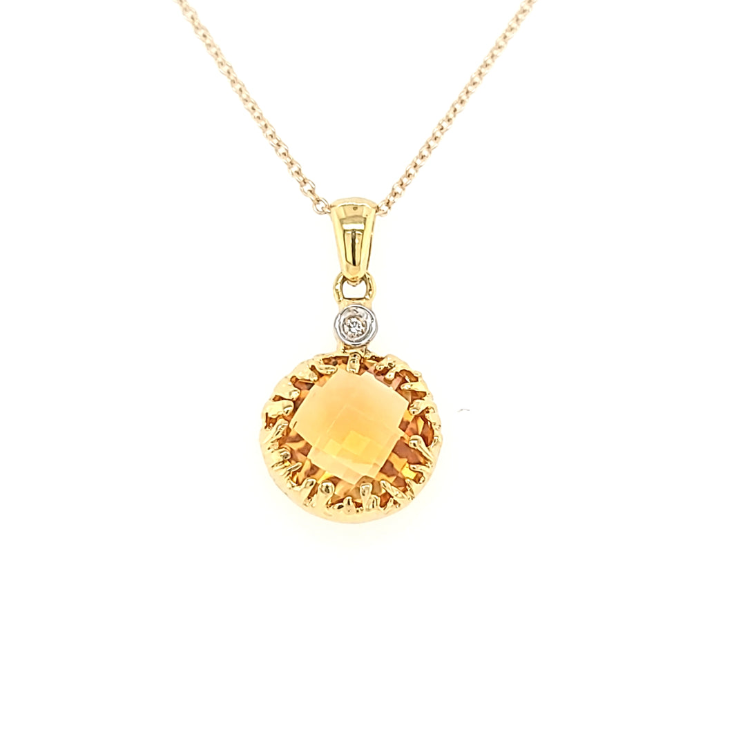 14k Yellow Gold Citrine Drip Necklace (I7358)