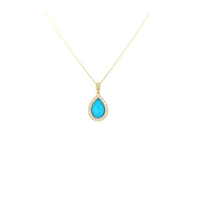 Load image into Gallery viewer, 18k Yellow Gold Pear Shaped Turquoise Necklace (I6581)
