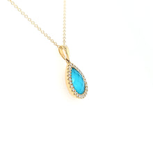 Load image into Gallery viewer, 18k Yellow Gold Pear Shaped Turquoise Necklace (I6581)
