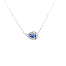 Load image into Gallery viewer, Pear Shaped Sapphire Halo Necklace (I7422)

