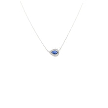Load image into Gallery viewer, Pear Shaped Sapphire Halo Necklace (I7422)
