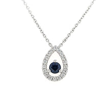 Load image into Gallery viewer, 14k White Gold Pear Shaped Sapphire &amp; Diamond Necklace (I2894)
