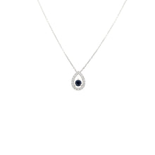 Load image into Gallery viewer, 14k White Gold Pear Shaped Sapphire &amp; Diamond Necklace (I2894)
