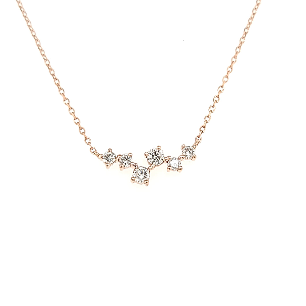 14k Rose Gold Scattered Diamond Necklace (I7022)