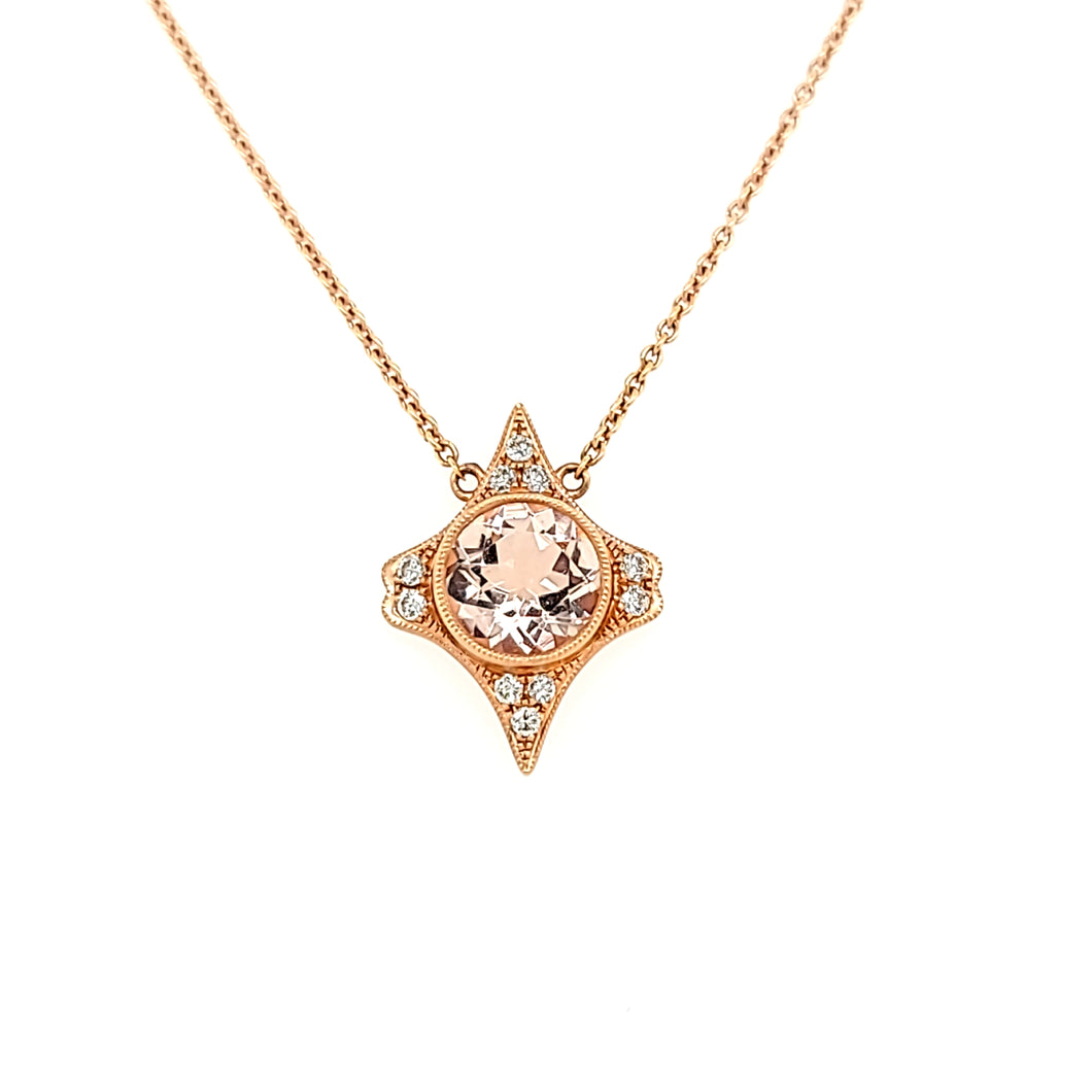 18k Rose Gold Morganite Necklace (I6622)