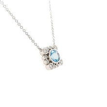 Load image into Gallery viewer, 18k Bezel Set Diamond &amp; Aquamarine Necklace (I3826)
