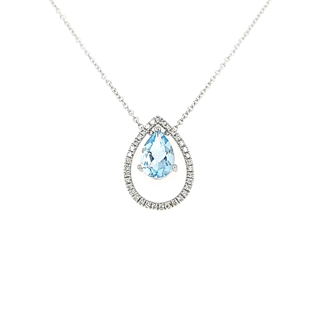 14k Pear Shaped Aquamarine Necklace (I7425)