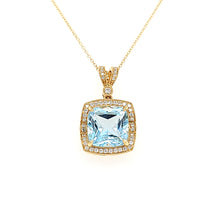 Load image into Gallery viewer, 18k Yellow Gold Blue Topaz &amp; Diamond Necklace (I6694)
