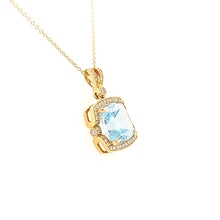 Load image into Gallery viewer, 18k Yellow Gold Blue Topaz &amp; Diamond Necklace (I6694)
