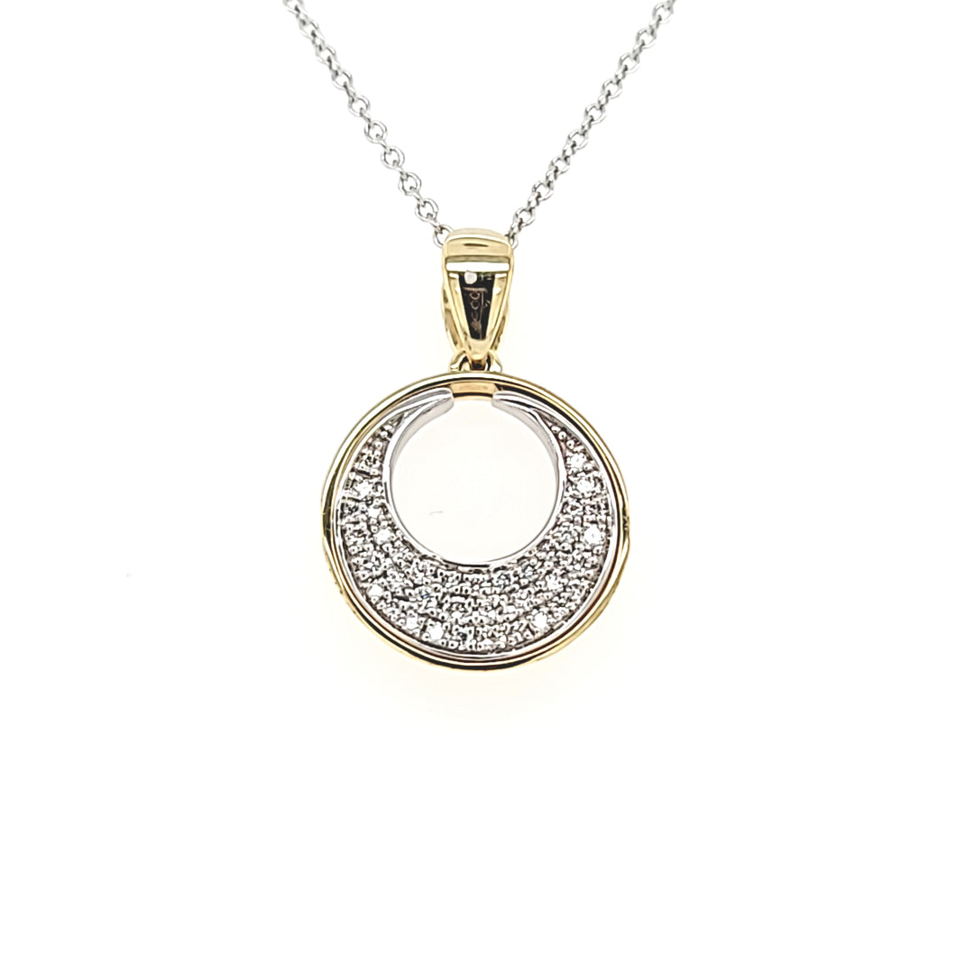 Two-Tone Diamond Disc Necklace (I7067)