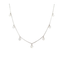 Load image into Gallery viewer, White Gold Bezel Set Diamond Dangle Station Necklace (I7094)
