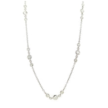 Load image into Gallery viewer, 14k White Gold Triple Bezel Diamond Station 18&quot; Necklace (I7102)
