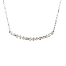 Load image into Gallery viewer, 14k Matte White Gold Bezel Set Diamond Bar Necklace (I7282)
