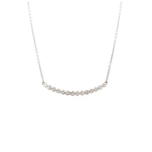 Load image into Gallery viewer, 14k Matte White Gold Bezel Set Diamond Bar Necklace (I7282)
