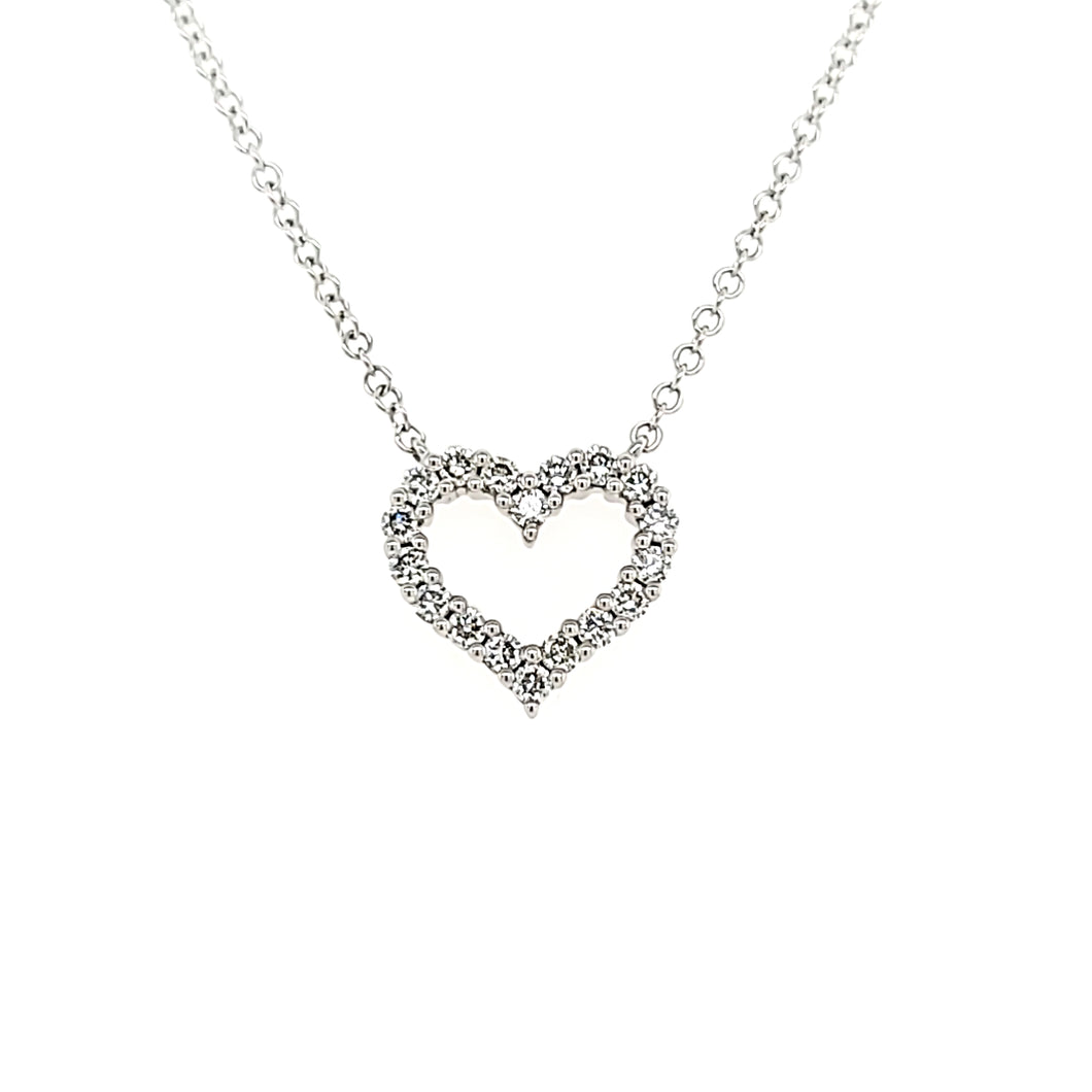 14k White Gold Diamond Heart Necklace (I7424)