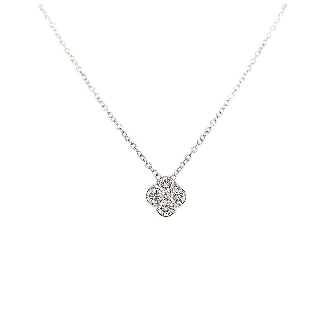 White Gold Four Diamond Pod Necklace (I7667)