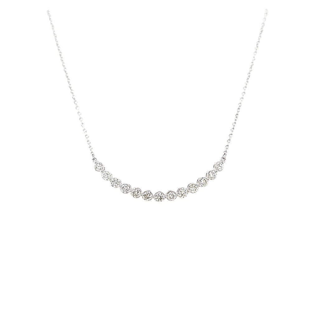 Prong Set Diamond Curved Row Necklace (I7470)
