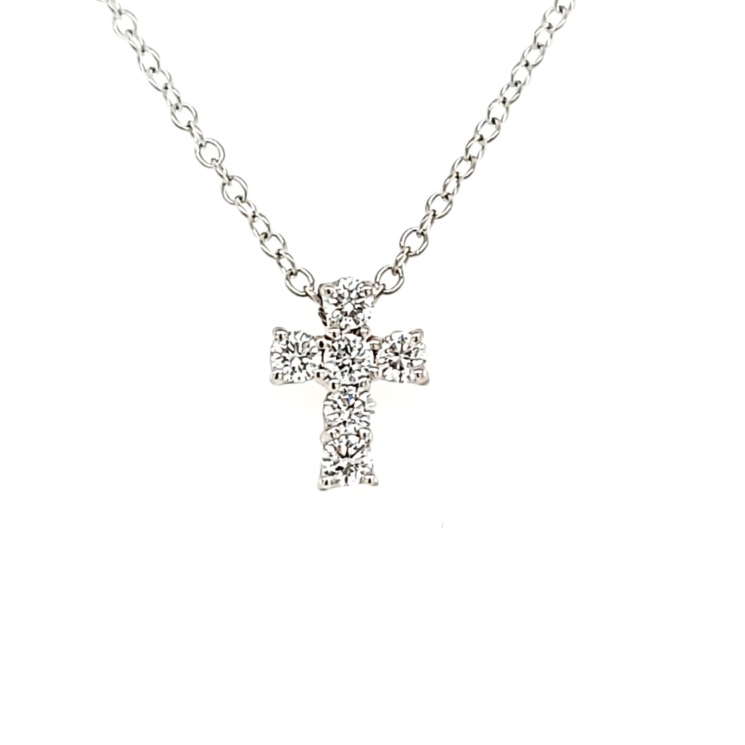 White Gold Diamond Cross Necklace (I7668)