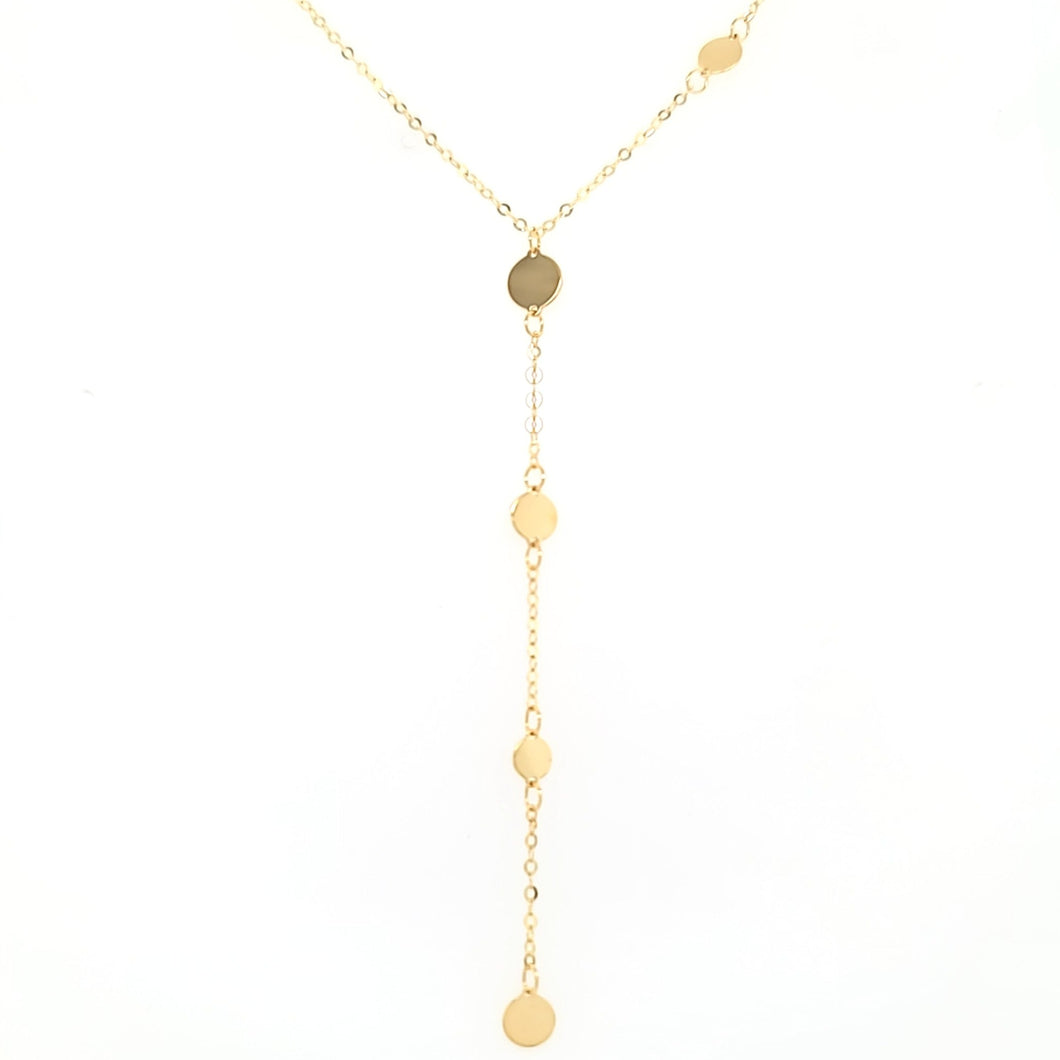 Yellow Gold Disc Y Necklace (I7655)