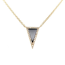 Load image into Gallery viewer, Yellow Gold Onyx &amp; Diamond Triangle Necklace (I7634)
