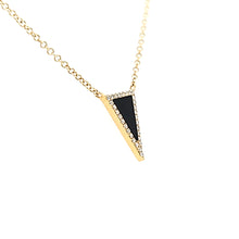 Load image into Gallery viewer, Yellow Gold Onyx &amp; Diamond Triangle Necklace (I7634)
