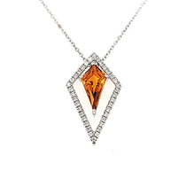 Load image into Gallery viewer, 14k White Gold Citrine Shield Necklace (I6539)
