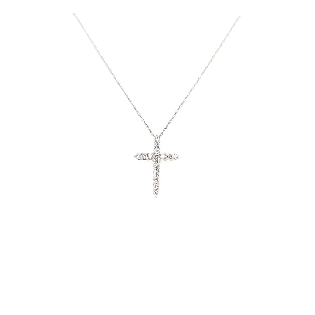 White Gold Diamond Cross Necklace (I7485)