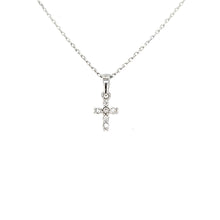 Load image into Gallery viewer, Petite White Gold Diamond Cross (I6329)
