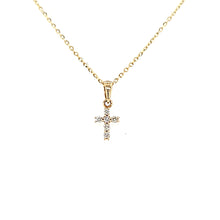 Load image into Gallery viewer, Petite Yellow Gold Diamond Cross (I5903)
