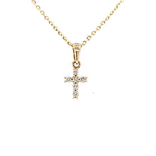 Load image into Gallery viewer, Petite Yellow Gold Diamond Cross (I5903)
