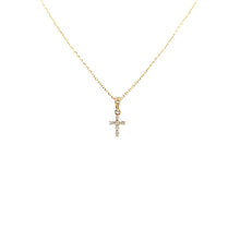 Load image into Gallery viewer, Petite Yellow Gold Diamond Cross (I5903)
