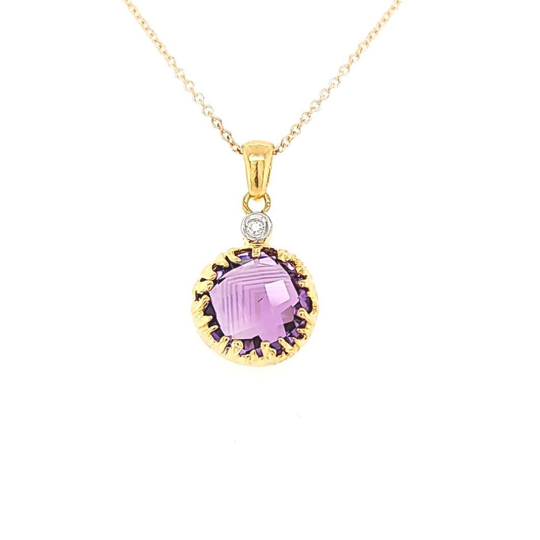 14k Yellow Gold Dipped Amethyst Necklace (I7278)