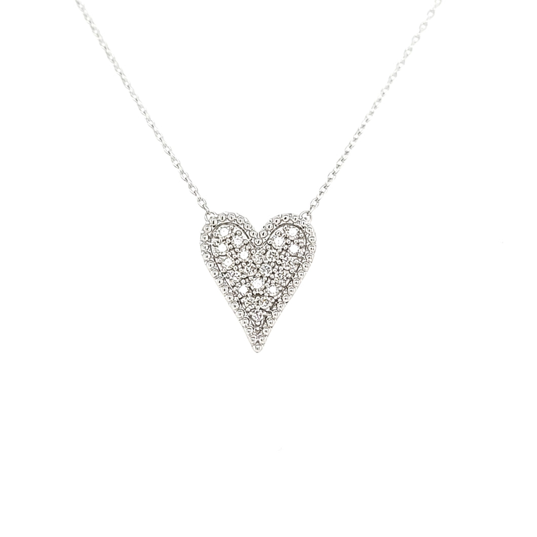 14k White Gold Pave Diamond Heart Necklace (I7562)