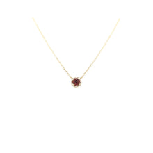 Load image into Gallery viewer, 14k Yellow Gold Garnet &amp; Diamond Halo Necklace (I6472)

