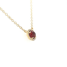 Load image into Gallery viewer, 14k Yellow Gold Garnet &amp; Diamond Halo Necklace (I6472)
