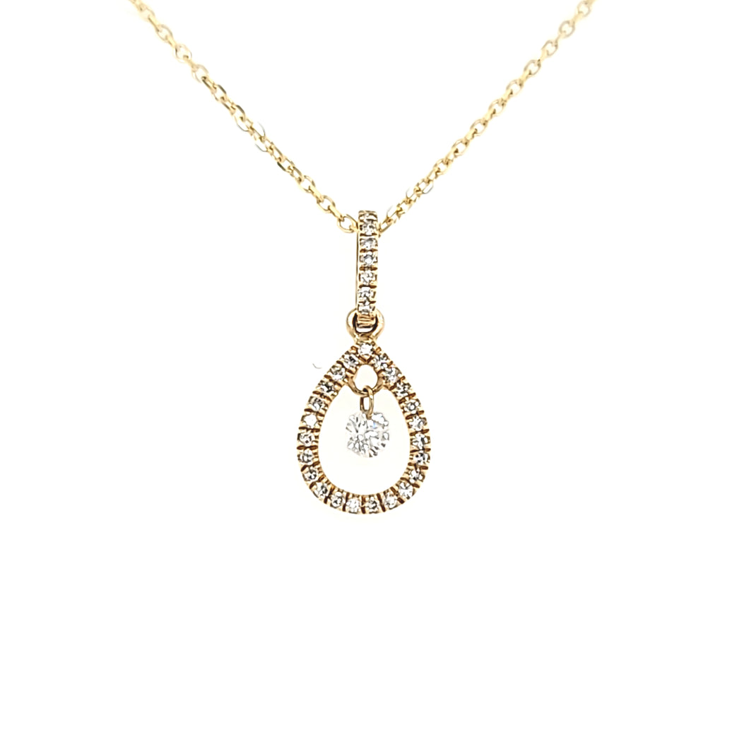 14k Yellow Gold Diamond Dangle Necklace (I7526)