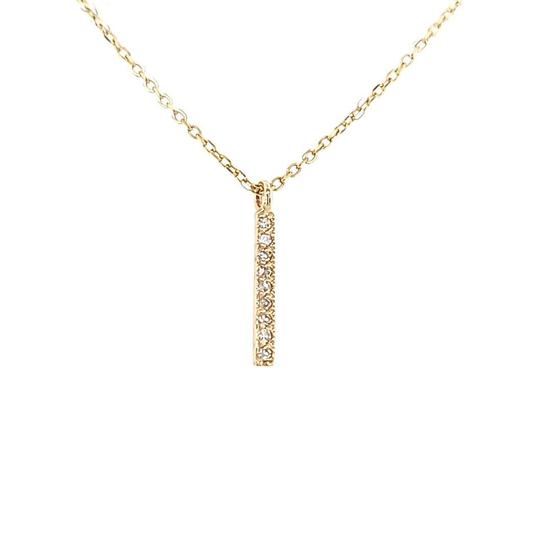 14k Yellow Gold Vertical Diamond Bar Necklace (I6437)