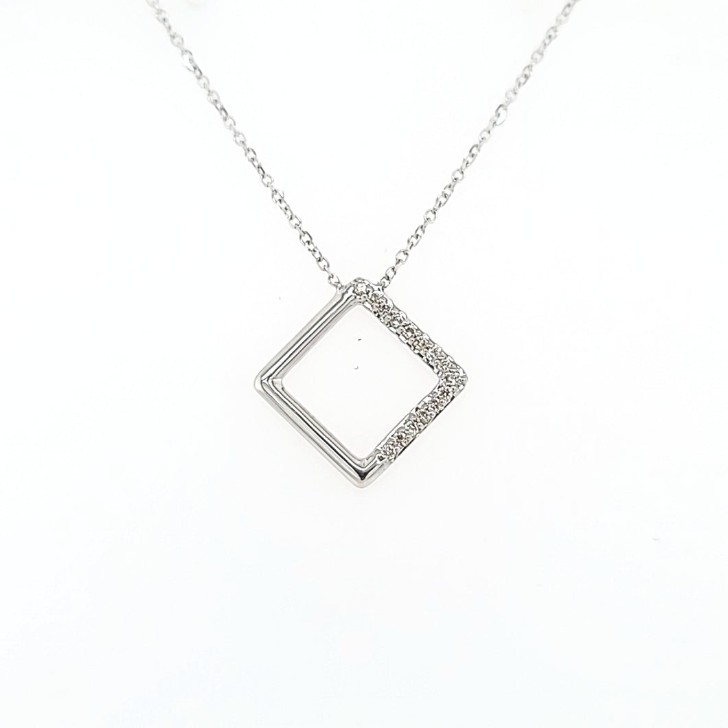 White Gold Negative Space Necklace (I6948)