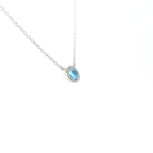 Load image into Gallery viewer, White Gold Blue Topaz Halo Necklace (I6470)
