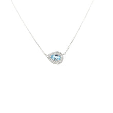 Load image into Gallery viewer, 14k White Gold Pear Shaped Aquamarine Necklace (I6554)
