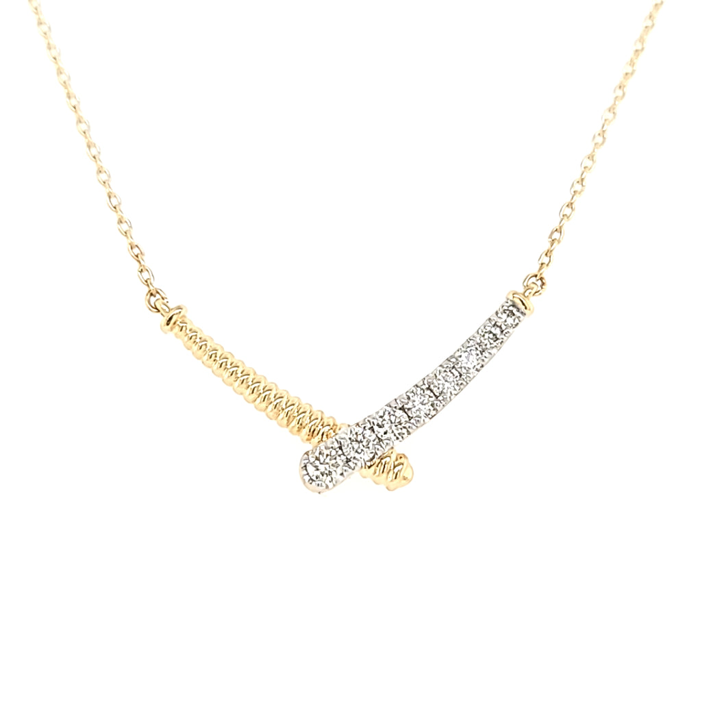 Yellow Gold Diamond Crossover Necklace (I7555)